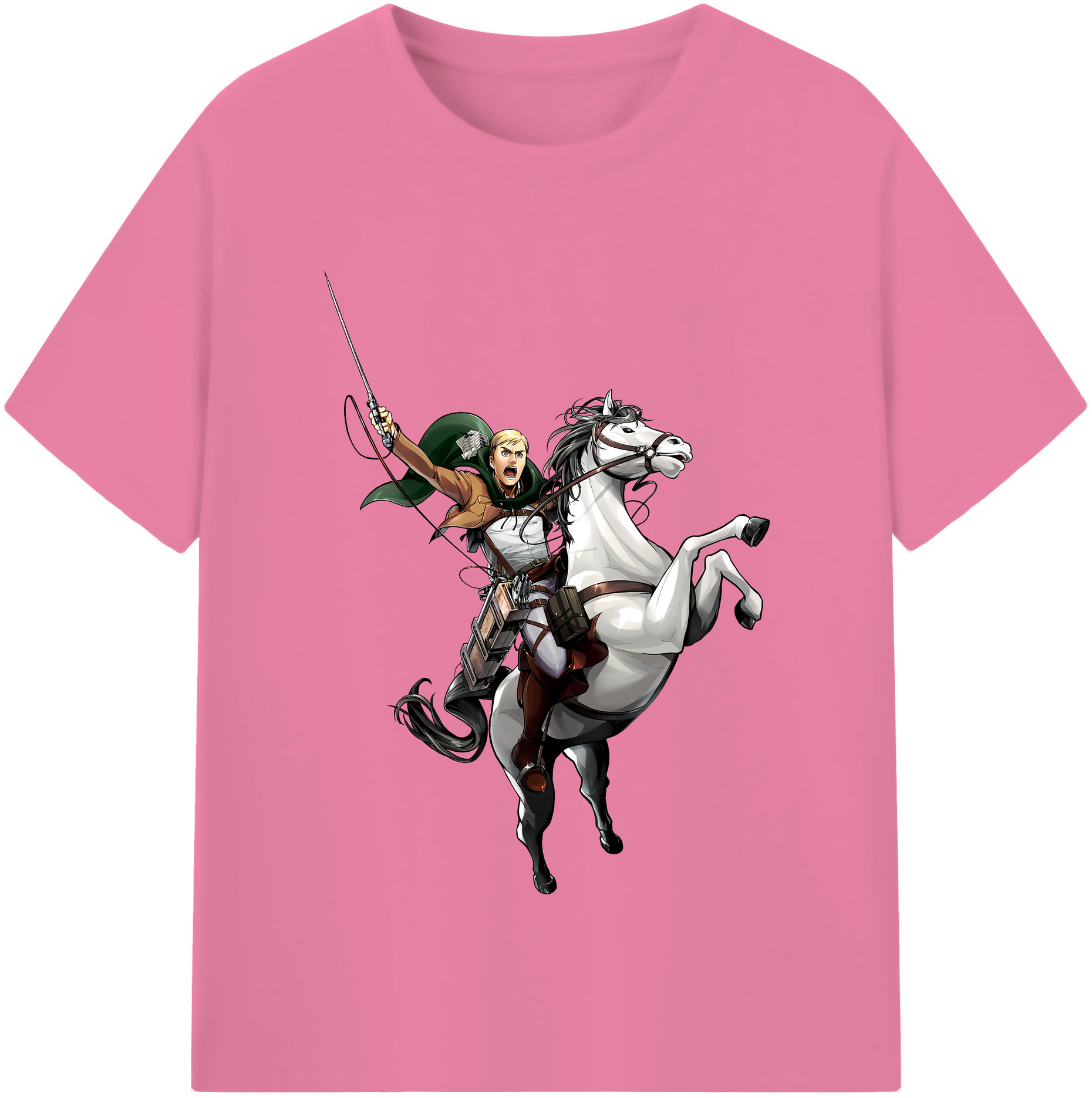 （画像用） 進撃の巨人 エルヴィン・スミス Attack on Titan Erwin Smith 綿100％半袖Tシャツ（フロントプリント）